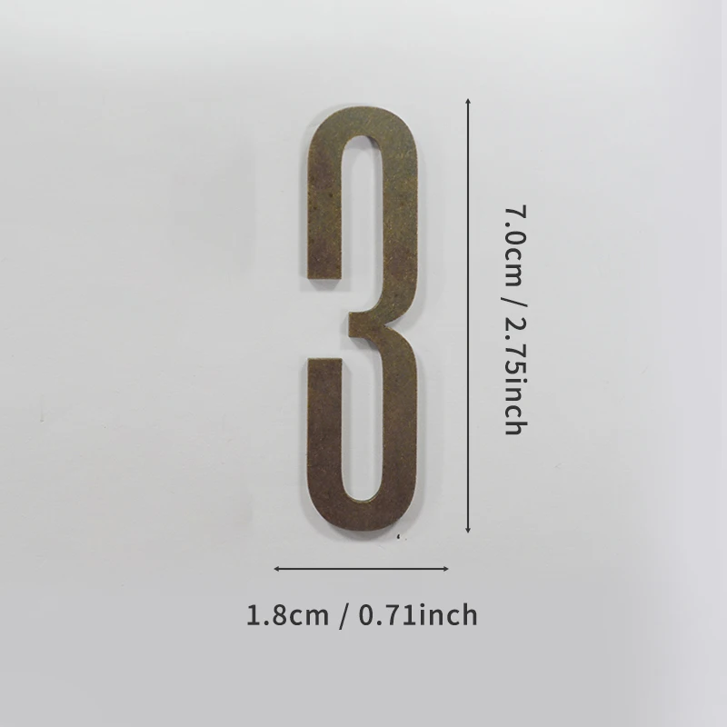 Bronzefarbene Türnummer mit Magneten, 7 cm, Hausnummer aus Metall, Wohnungstürnummer für Outdoor, Hotel, Zuhause, Briefkastenetikett – Detail 9