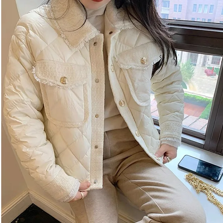 Faionable 경량 오르트 코튼 다운 Jaet 여성 겨울 신상품 Tagkita Commute Sle Long Sve 일반 길이