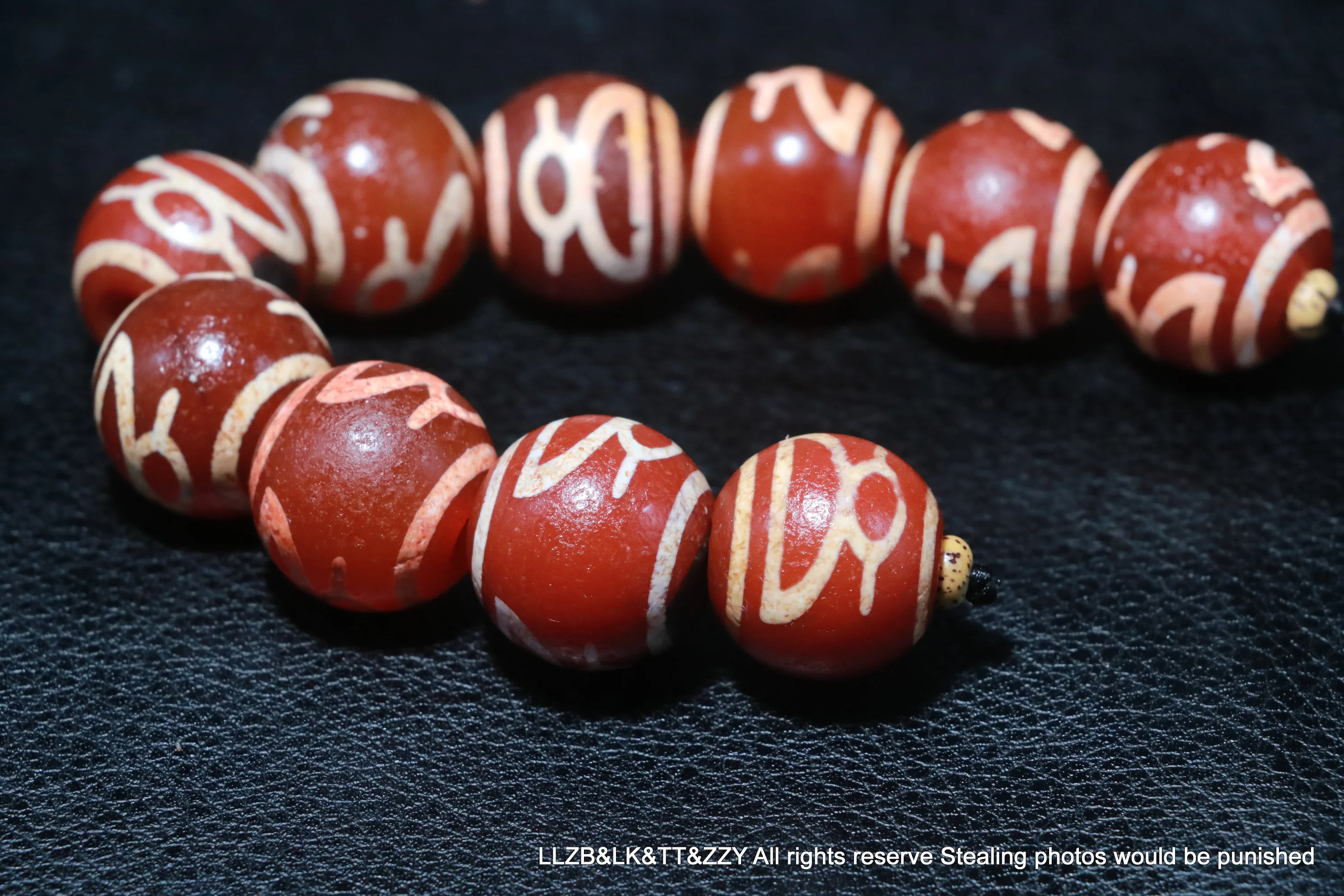 

royal Energy Set of 10 Magic Tibetan old Red Agate Wealth God Figure 20MM Round dZi Bead Amulet For Making Jewelry Timestown