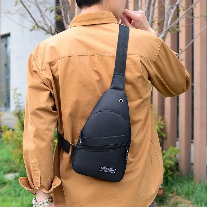 Oxford-Sac de poitrine multifonctionnel pour hommes, tendance de la mode, initié au gril, sac à bandoulière, sac de sport décontracté avec trou pour casque