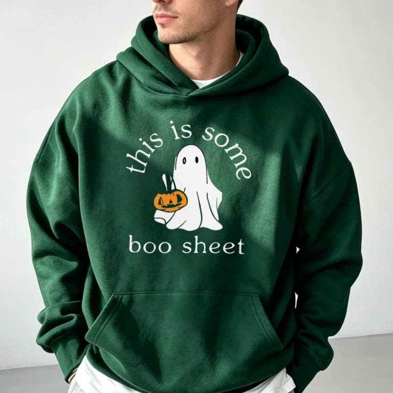 This Is Some Boo Sheet Ghost Pumpkin Sweatshirt Funny Halloween Graphic Pullover Spooky Season Cute Ghost Fall Crewneck Tops Men