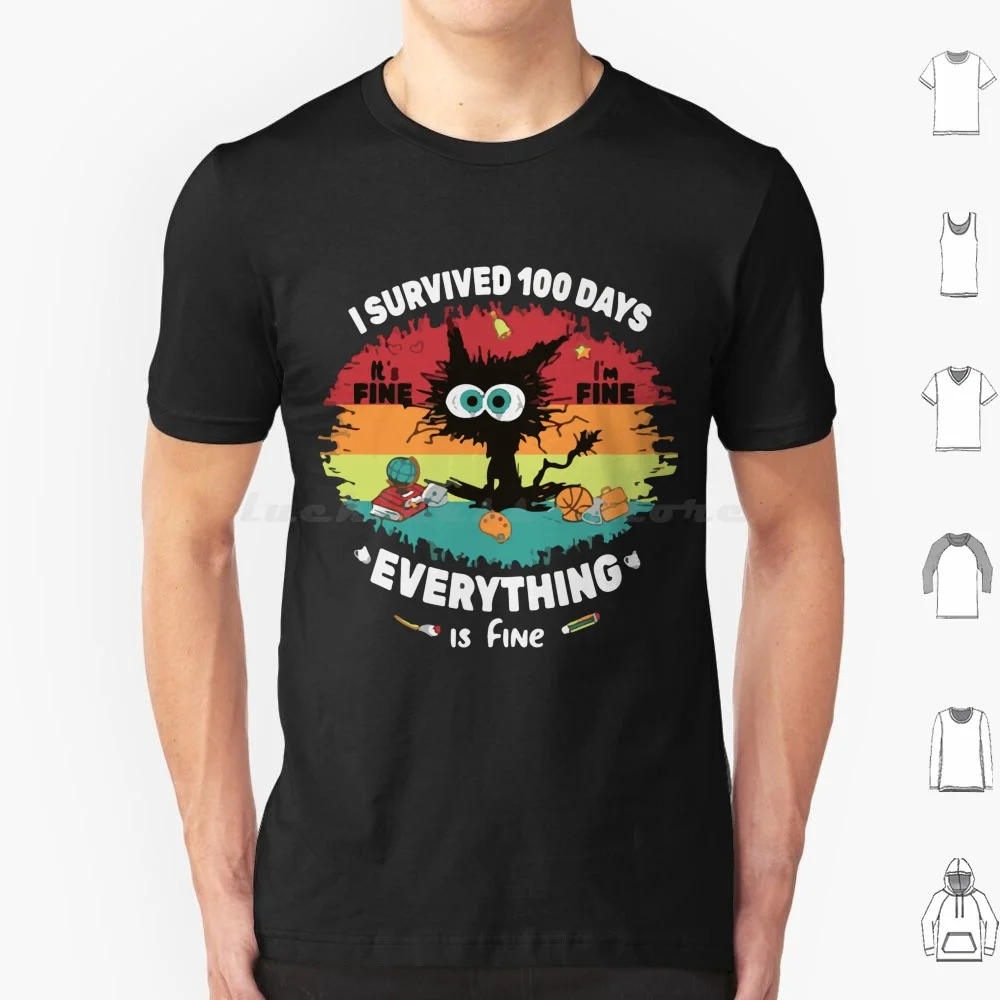Sobreviví 100 días de escuela es bien soy bien camiseta talla grande 100% algodón