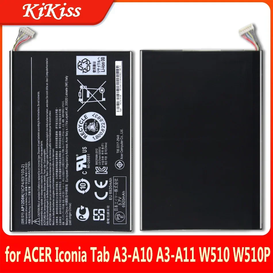 

Аккумулятор для планшета AP12D8K для ACER Iconia Tab A3-A10 W510 W510P 3,7 V 7300MAH 27WH с Трек-кодом