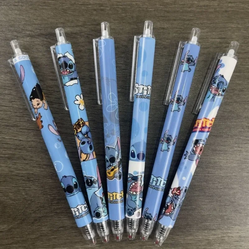 Cute Disney Stitch Roller Ball Pen Cartoon Anime Push Action Pen Fashion Students Stationery Learning Supplies Holiday Gifts