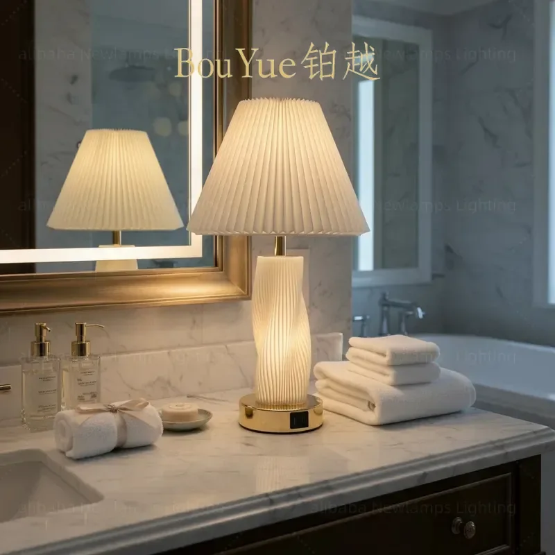 Nordic Gold Metal Pleated LED Desk Lamp Luxury Bedside Night Light Modern Home Decor for Living Room Bedroom Table Lighting