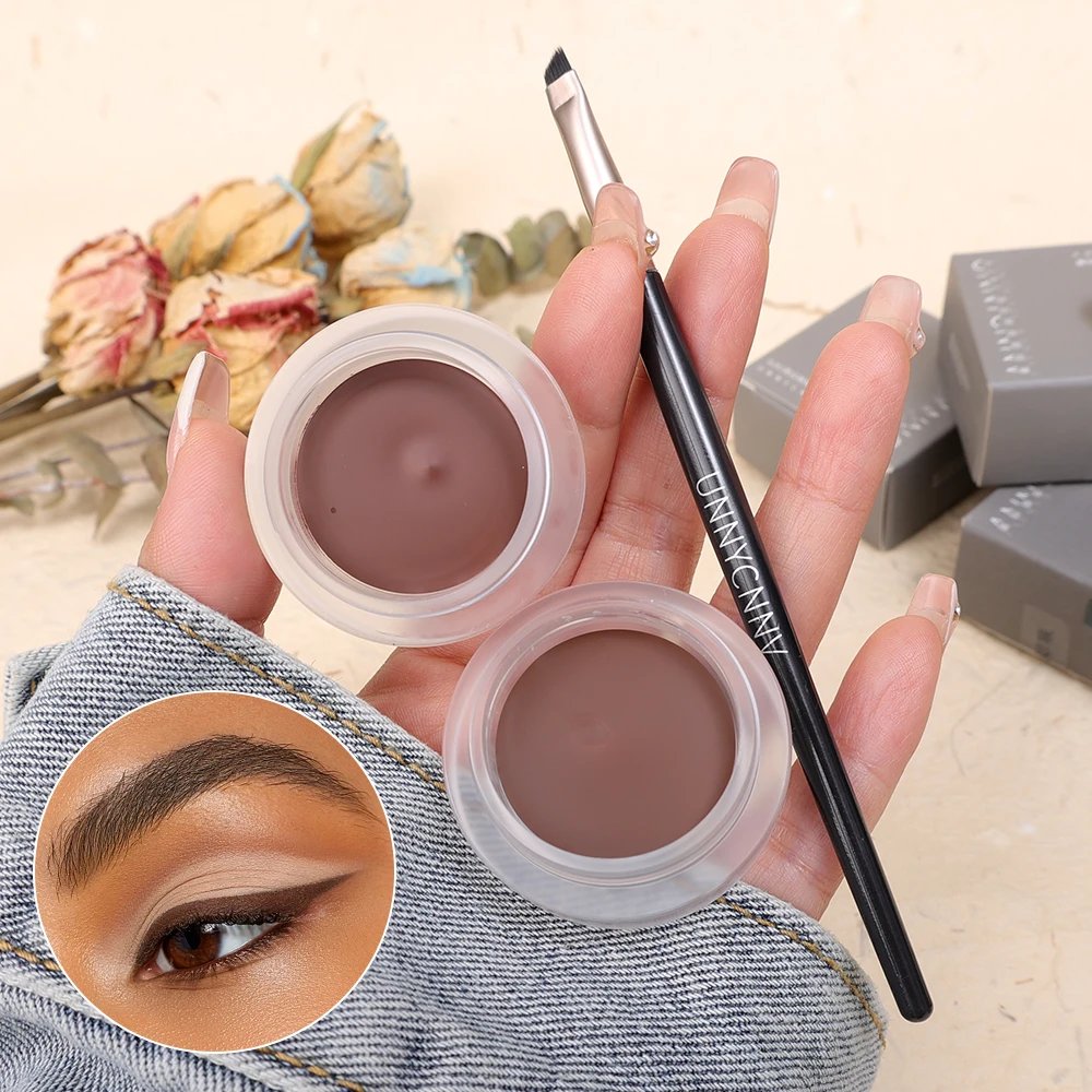 Crema Gel per Eyeliner a lunga durata con pennello Waterproof Matte Brown Black Gel Eye Liner crema per sopracciglia trucco cosmetici per la bellezza degli occhi