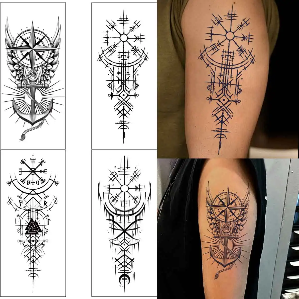 4szt Gothic Viking Tribe Retro Tattoo Sticker Waterproof Hyperrealistic for Women Men Temporary Viking Sticker Body Fake Tatoo