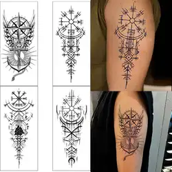 4pcs Gothic Viking Tribe Retro Tattoo Sticker Waterproof Hyperrealistic for Women Men Temporary Viking Sticker Body Fake Tatoo