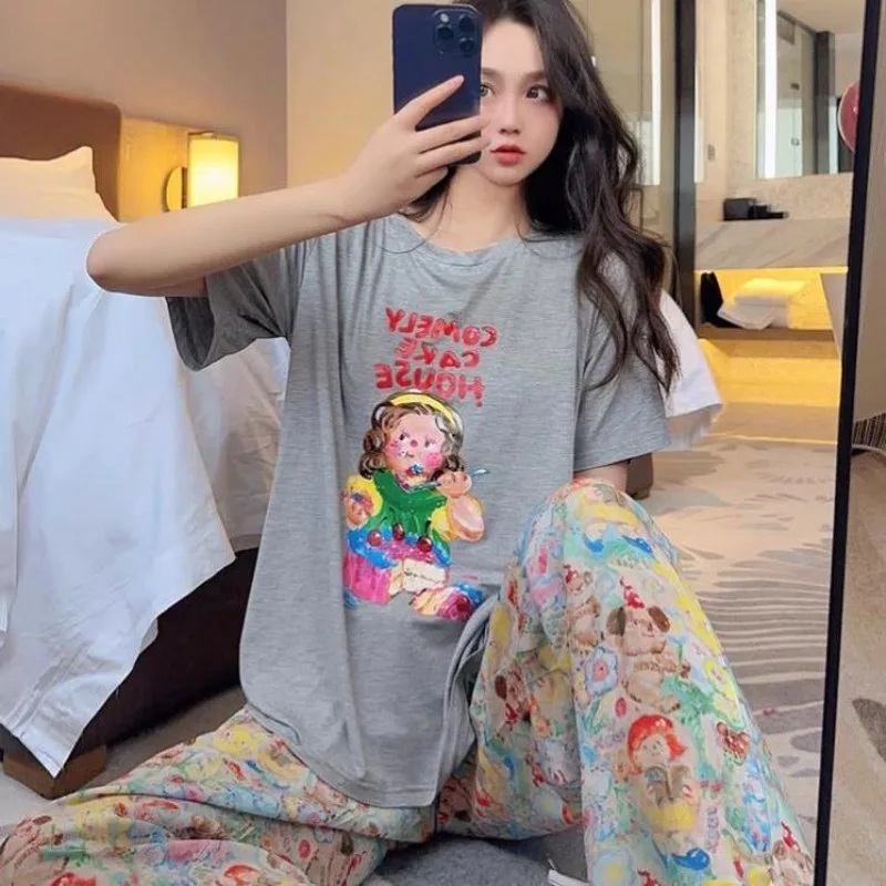 女性の半袖ズボンハイエンドインターネットセレブ大きいサイズゆったり外出できるインスタイルラウンジウェアセット夏のパジャマ