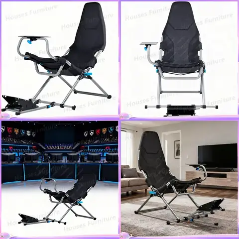 210 Foldable PVC Racing Simulator Cockpit Game Chair Compatible with Logitech G29 G923 Steering Wheel Gaming Seat Stand