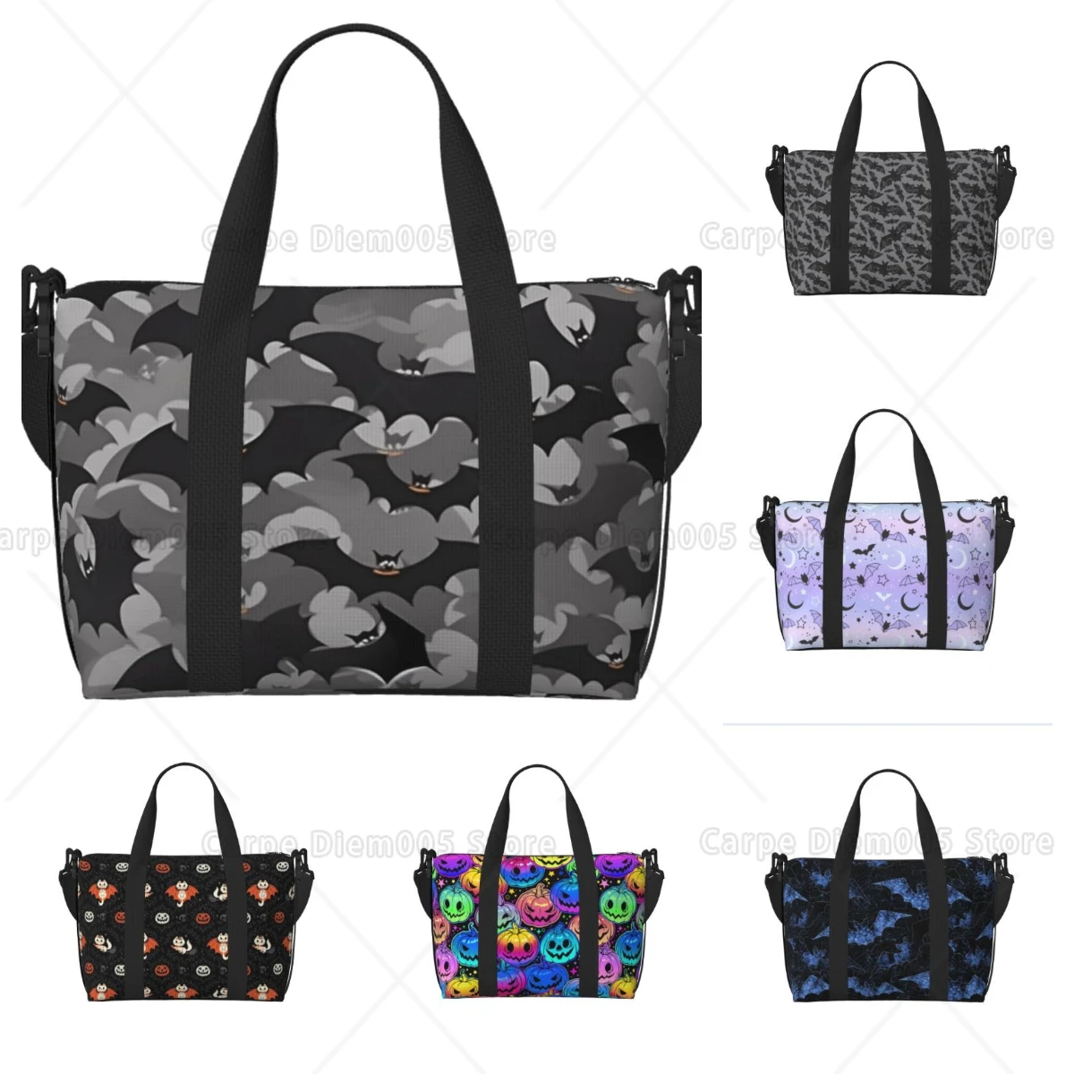 

Дорожная спортивная сумка для женщин, большая сумка через плечо Weekender Overnight Bag, спортивная спортивная сумка для мужчин, сумки для ручной клади, сумки на Хэллоуин, летучие мыши, серый цвет