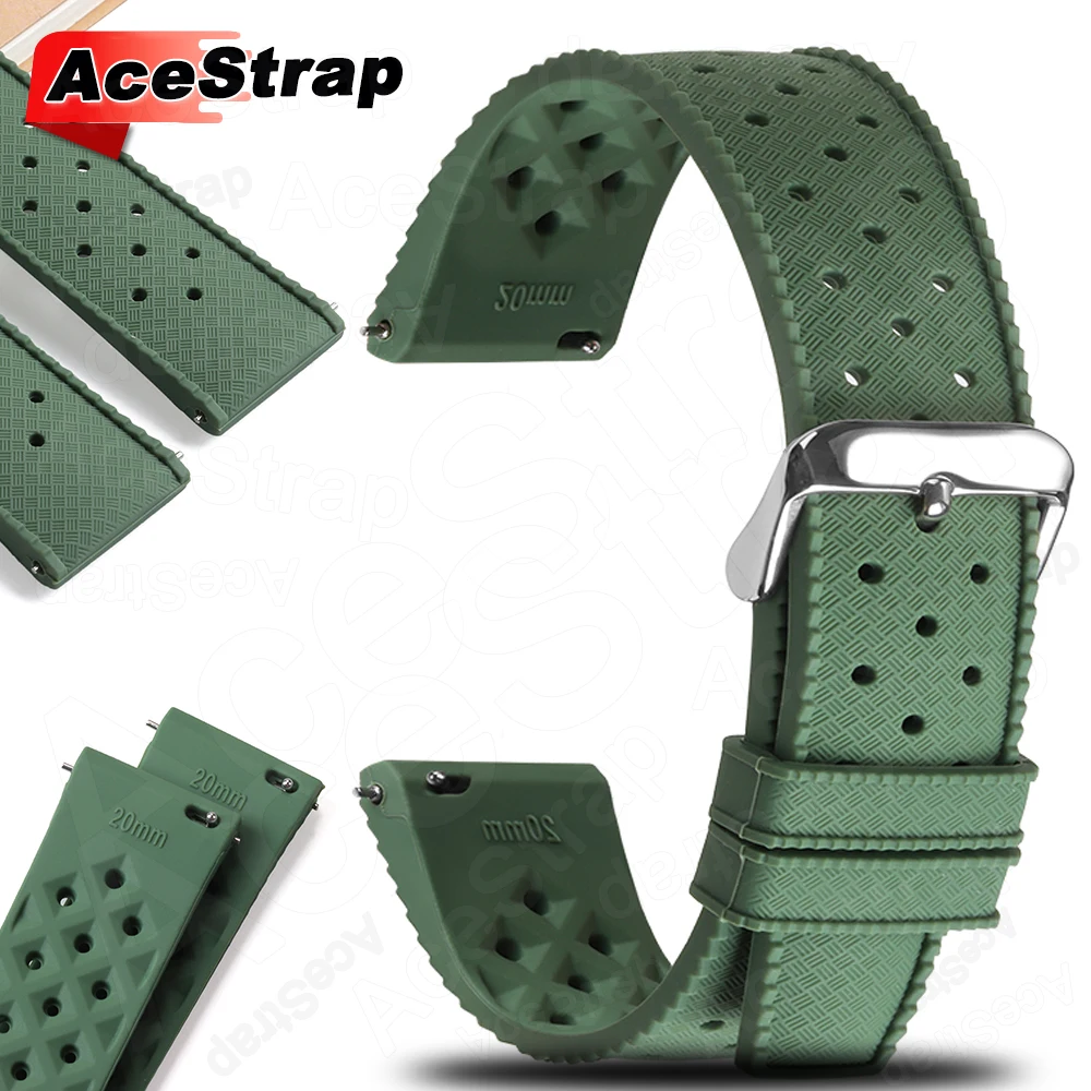 2-Rings Tropical Sports Silicone Band 18mm 20mm 22mm  Rubber Tropic Smart Watch Strap for Seiko Bracelet for Rolex Quick Release - view 3