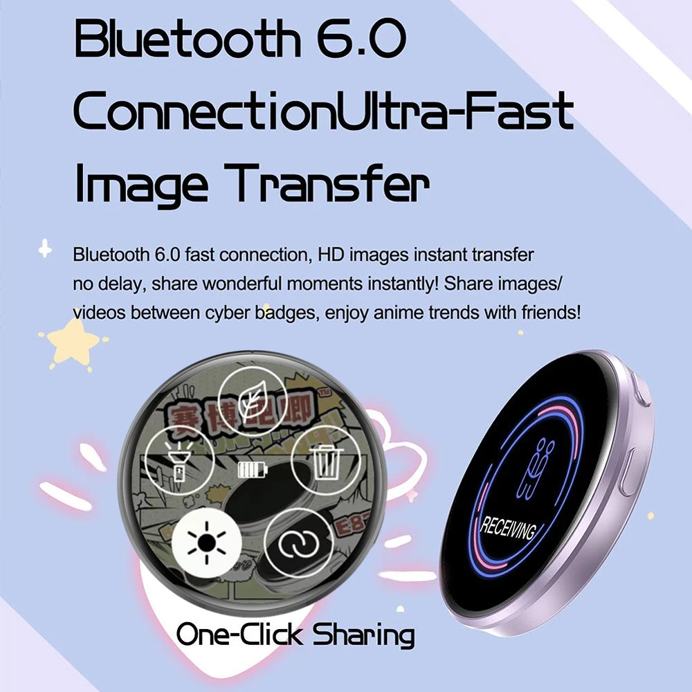 

High-end Anime E-Badge Display Pin 1.7 Inch Touch Screen LED Button Collectible Cyber Dynamic Gift for Otaku Fans And Friends