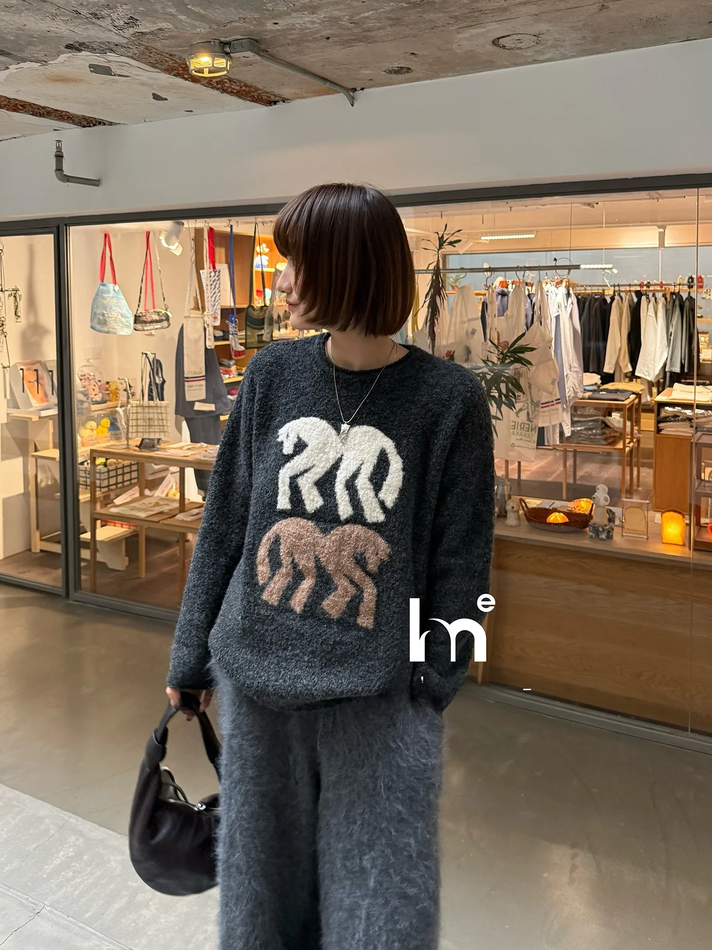 

EMH New Year's Circle Woolen Knitwear round Ne Sweater Casual Loose Fit Long Sve Thi Winter Women's Online Exclu...