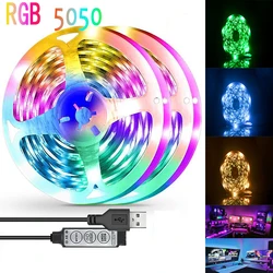 Led Strip Licht Rgb 5050 5V 3-Key Control Kleur Veranderende Lichtstrip Geschikt Voor Kamer Tv Decoratie 16 Miljoen Rgb Kleuren