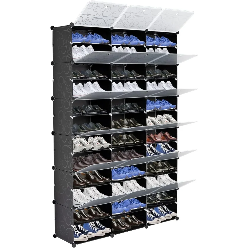 

Shoe Rack Large Capacity, 12-Tier 36 Grids Plastic Shoe Organizer, Holds 72 Pairs,Tower helf Storage Cabinet Stand Expandable