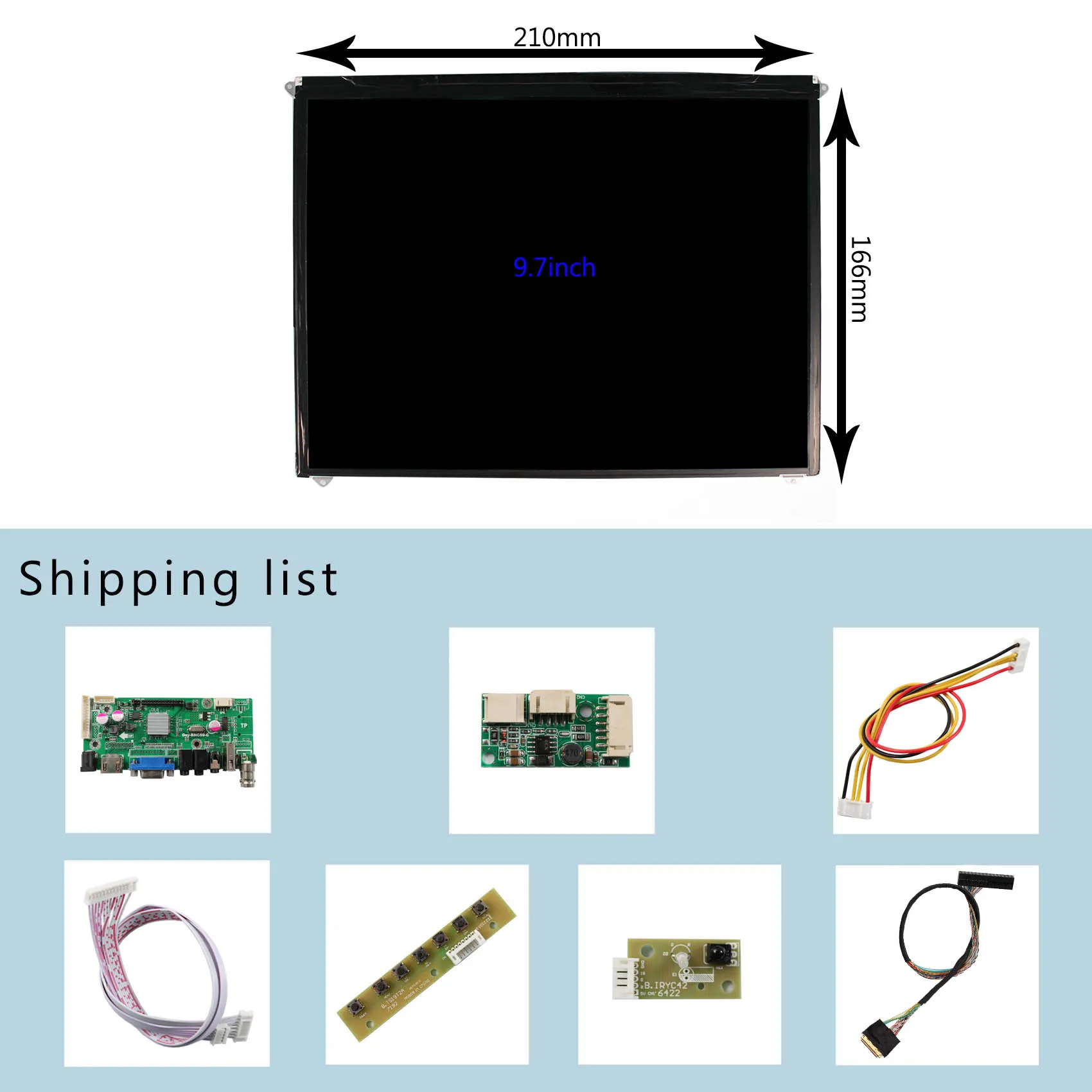 Hdmi vga bac usb lcd placa de controlador com 9.7 polegada vs097x2 1024x768 ips tela lcd para tablets