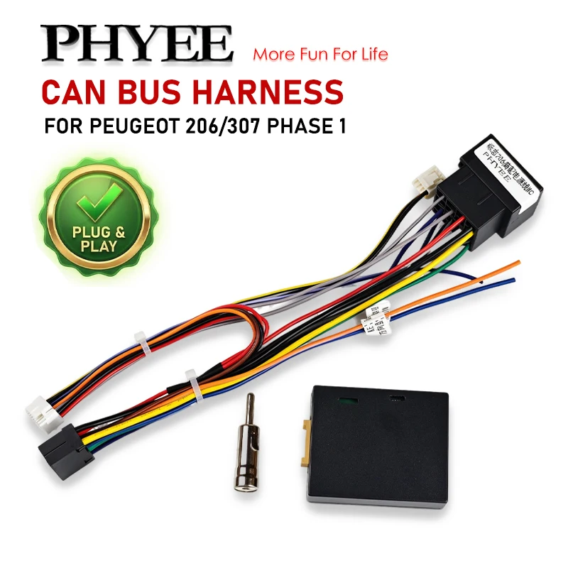 ISO Wiring Harness CAN Bus Decoder, SWC Retention, Plug and Play 16Pin Android Cable Adapter, for Peugeot 206 307 Citroen Xsara