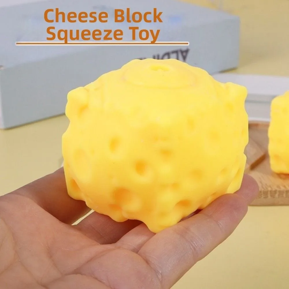 Creative 5cm Cheese Squeezed Cube Realistic Anxiety Relief Cheese Squishy Toy Comfortable Elastic Cheese Pinch Children's Gifts