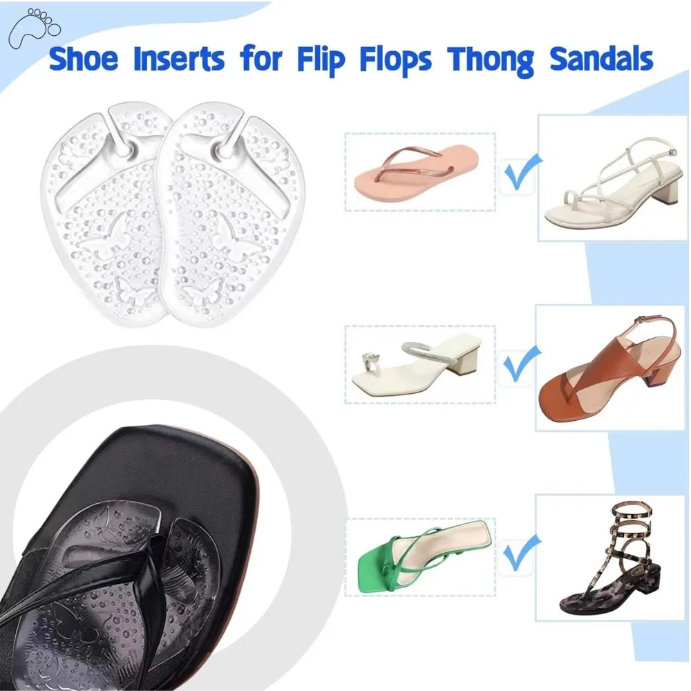 2Pcs Silicone Shoe Pads for Toe Protectors Anti-slip Flip Flop Sandals Forefoot Pad Gel Massage Slip Resistant Half Yard Insoles image 6