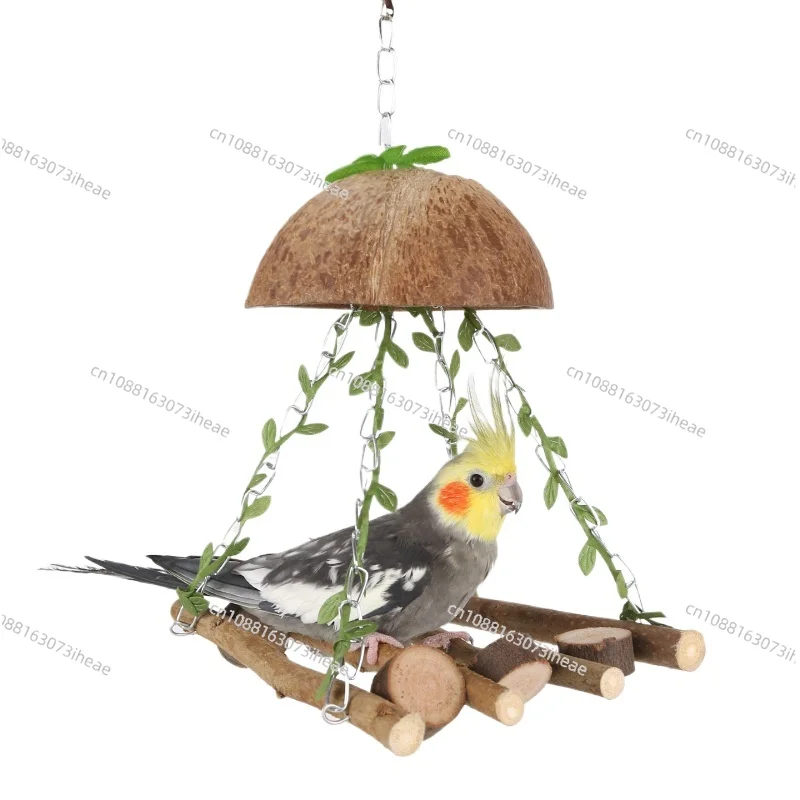 Coconut Bird Nest Parrot Swing Hammock tiger Skin Xuanfeng Bird Swing Stand Ladder Bird Toy
