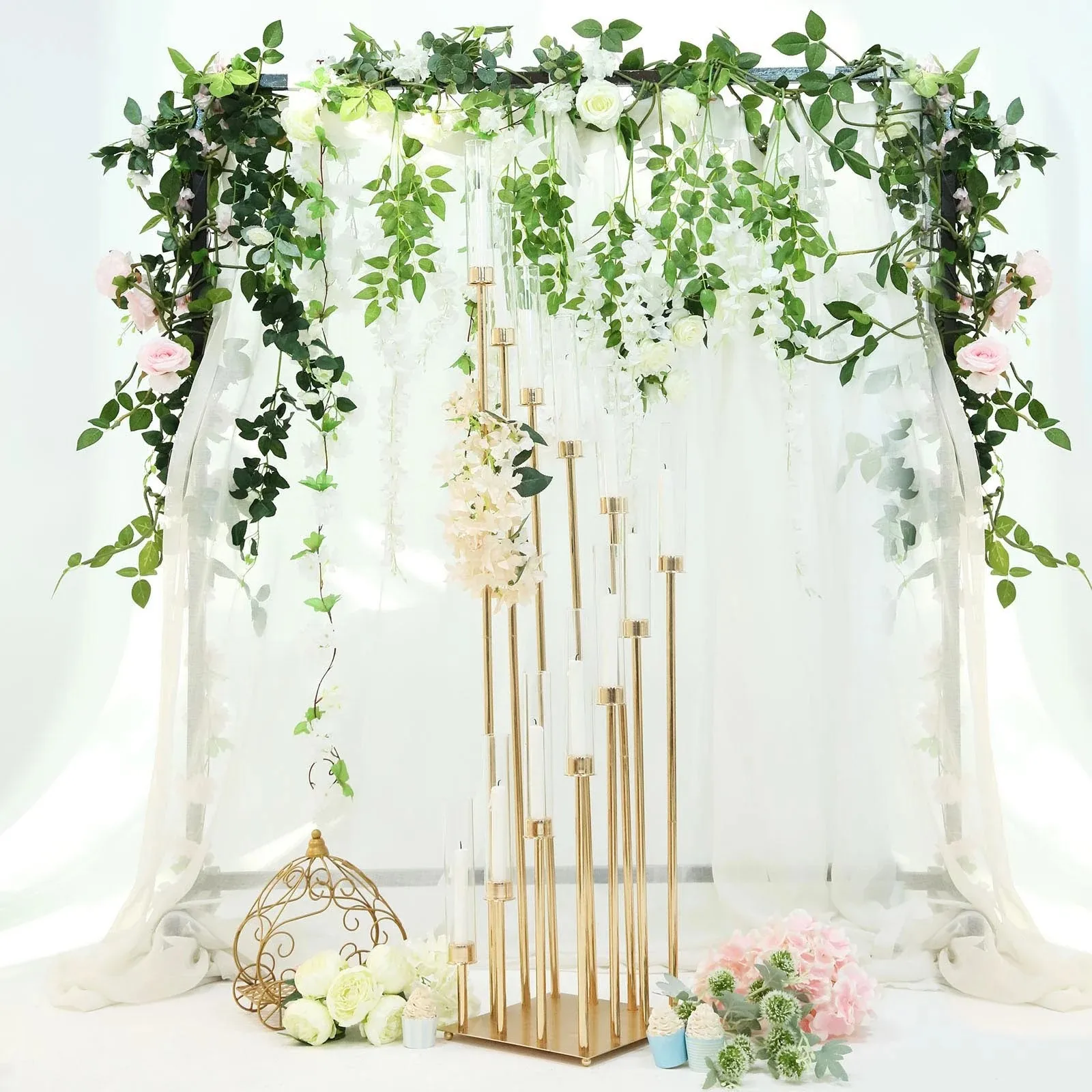 Simple Wedding Stage Decoration Wedding Supplies 12 Heads Stand Home Candlestick Candle Backdrop Wedding Centerpieces Decor