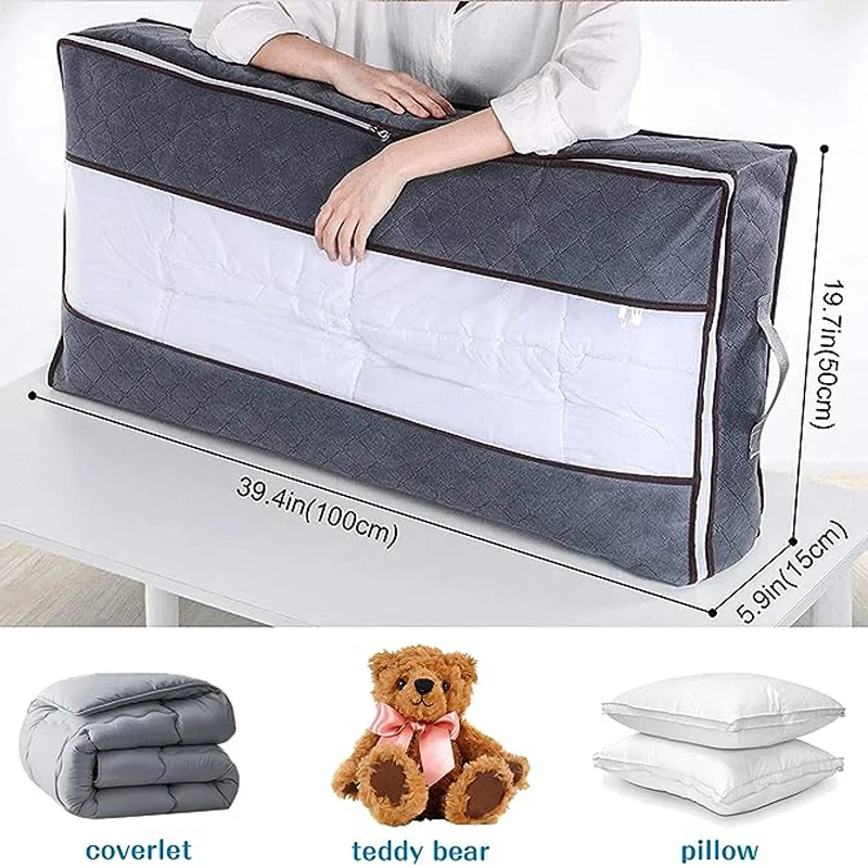 Underbed Storage Bag 90L 100 x 50 x 18 cm Wardrobe Organizer Storage Box Bed Box Storage Blanket Toys Quilt Storage Bags