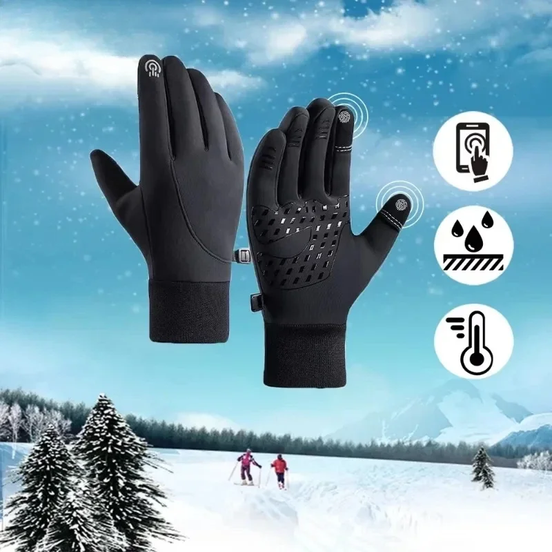 

Winter Plus Velvet Gloves Warm Touch Screen Gloves Motorcycle Cycle Gloves Outdoor Sports Ski Non-slip Warm Windproof Waterproof
