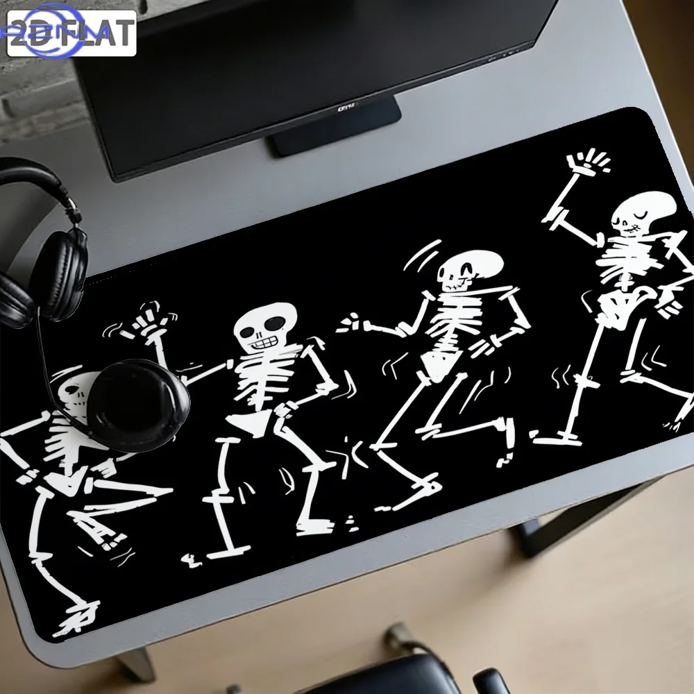 1pc 1pc for Halloween Dancing Skeleton Desk Mat & Mouse Pad - Anti-Slip Stitched Edge Dark Gothic Suitable for Gaming Office Com