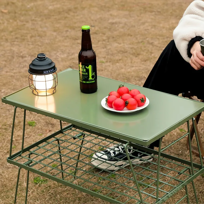 Foldable Outdoor Grid Table Table Board BBQ Table IGT Iron Mesh Table Camping Tabletop Board Combination Picnic Tea Table