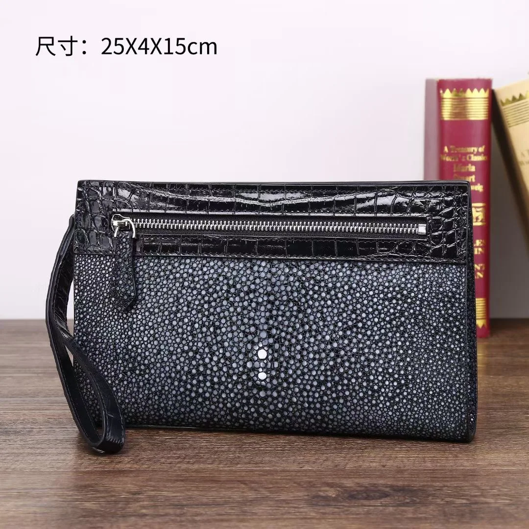 

New Genuine Leather Men's Bag Handbag Large Capacity Men's Envelope Bag Full Sky Star Devil Fish Wash Small Size Handbag