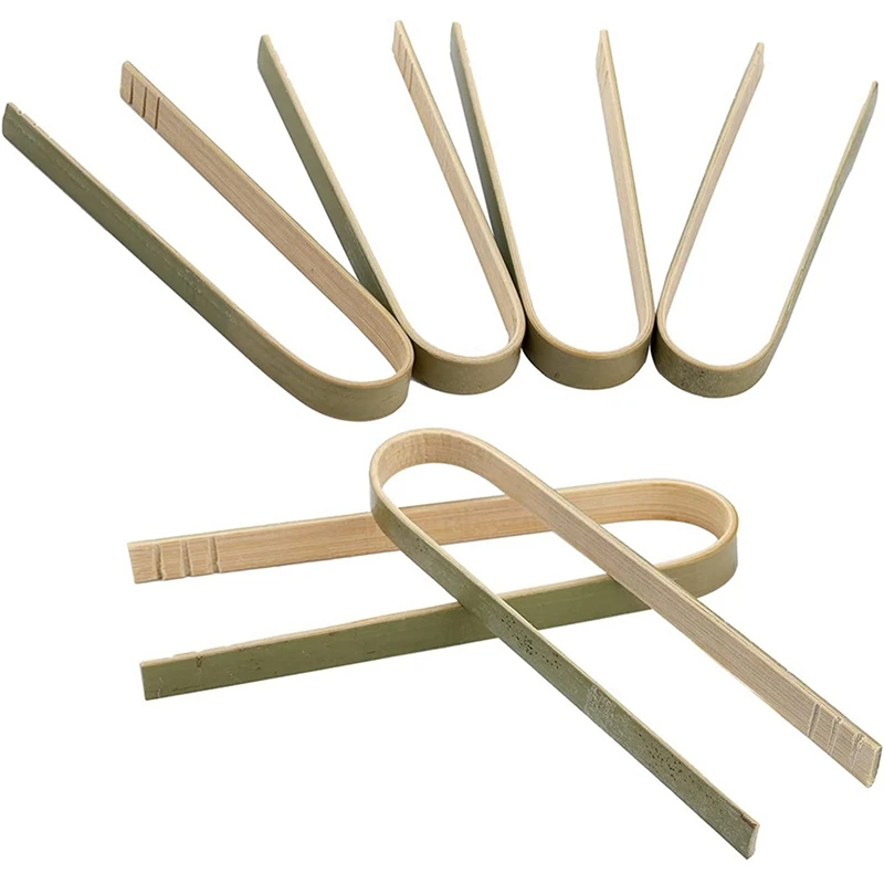 240 Pack Mini Bamboo Tongs, 4 Inch Disposable Tongs, Eco-Friendly Mini Disposable Bamboo Utensils Toast Tongs