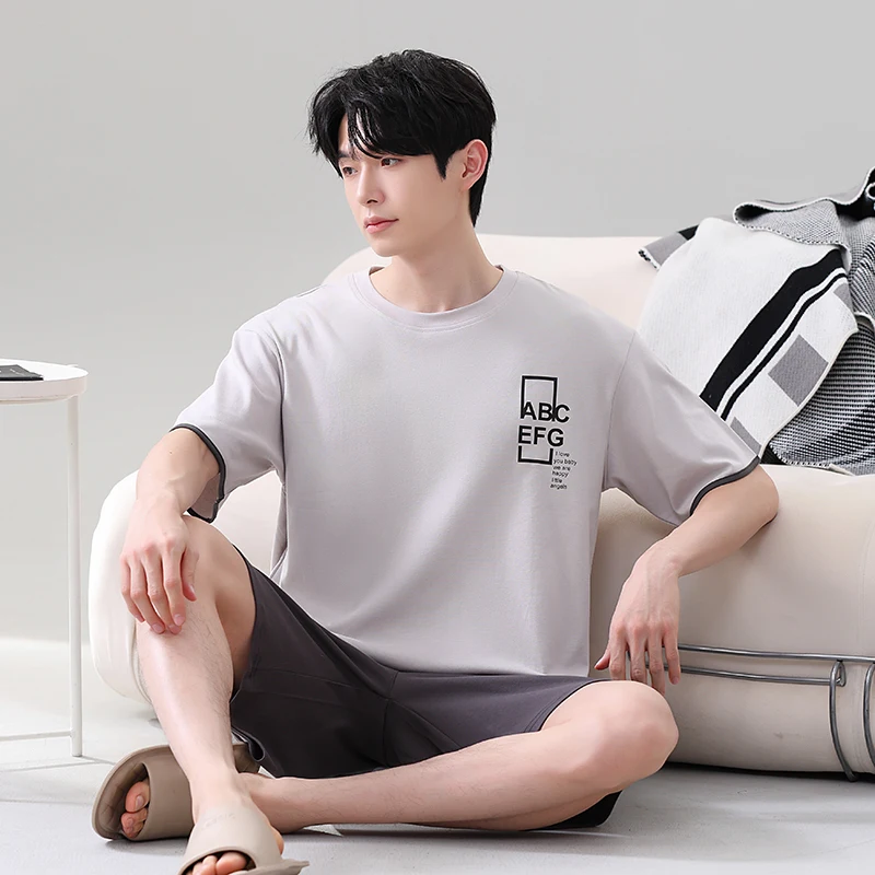 

Big Size L-5XL Men Pajamas Set Summer Modal Pyjamas Male Casual Short Sleeve Sleepwear