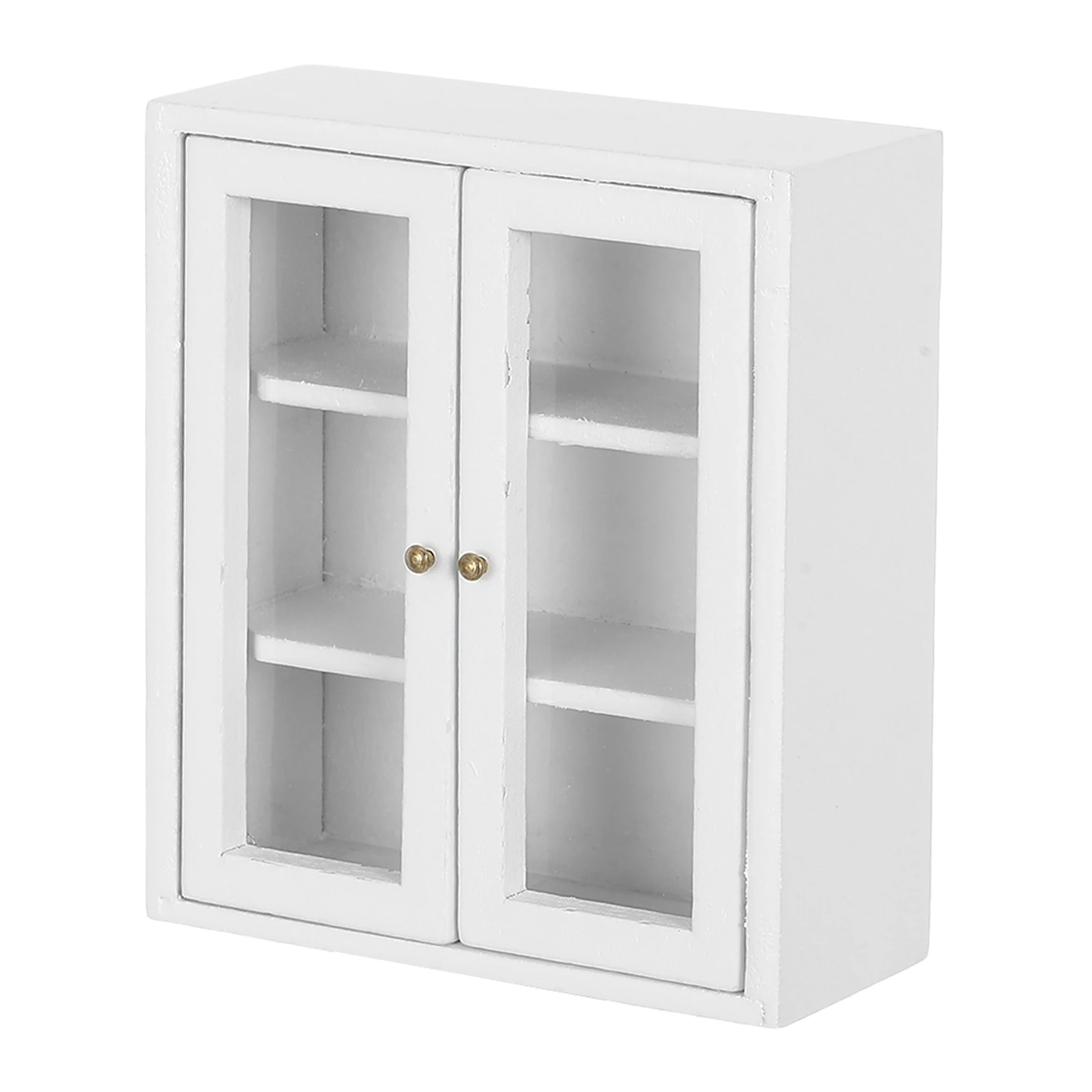 1:12 スケールミニチュア壁キャビネットドールハウスキッチン収納キャビネット天然木目吊り下げディスプレイ棚浴室用