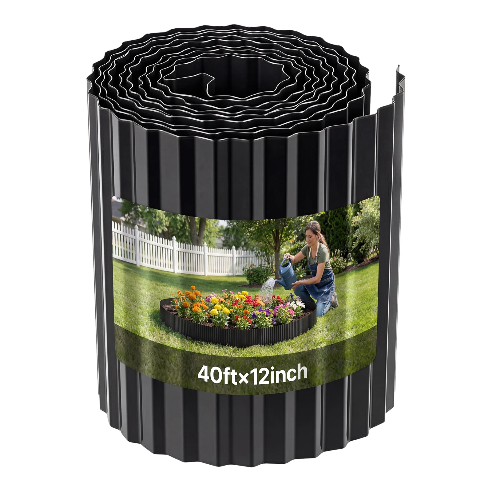 VEVOR Galvanized Steel Landscape Edging 40ftx6/12in 50ftx6in Bendable Metal Edging with Gloves for Landscaping Flower Bed