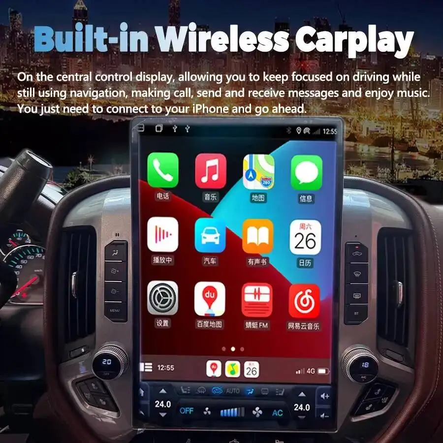 

Автомобильный авторадио DSP 15,6 "Android мультимедийный видеоплеер для GMC Sierra Silverado 2020-2023 Carplay навигация GPS стерео 4G WiFi