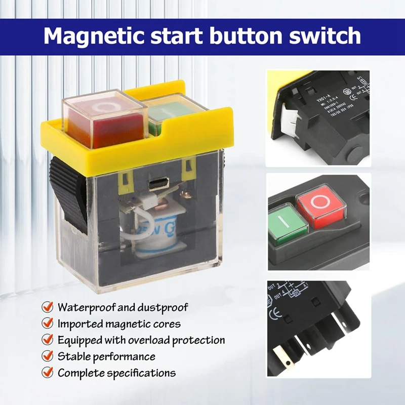 Kjd6 5E4 250V 6A Electromagnetic Switch Electromagnetic Waterproof, Against Power Outage Tool Switch, Start Button