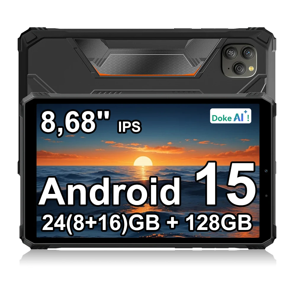 Blackview Active 5 [No EU Charger] Rugged Tablet 24(8+16)GB+128GB 8.68'' IPS  6600mAh Android 15 90Hz Doke AI NFC Fingerprint