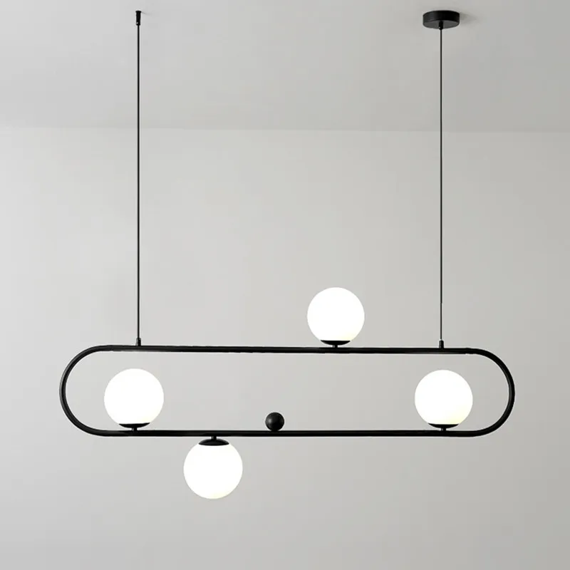 

Modern gold black glass pendant light 3/4 lights iron white glass ball Suspension lamp Kitchen bar dining room long Hanging lamp