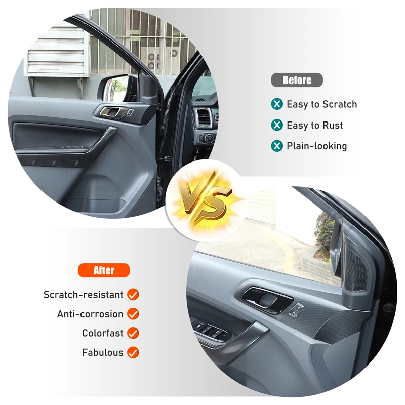 Car Interior Handle Decorative Frame Sticker Trim Cover Protective Covers Car Interior Accessories For Ford Ranger 2015-2021 5