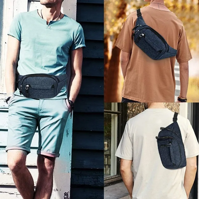 Waist Fanny Bag, Waterproof Pockets Run Waist Pack Bag Men Women Adjustable Belt Waistpacks for Outdoor, Sport, Hiking, Travel