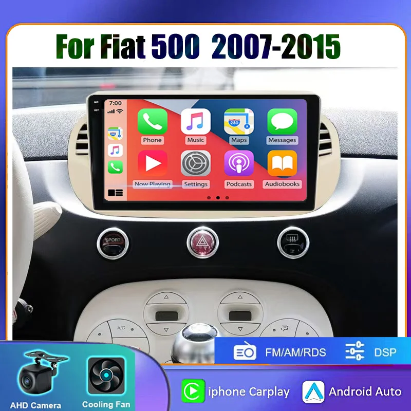 

9"Car Radio For Fiat 500 2007-2015 2Din Android Multimedia Video Car Stereo DVD GPS Navigation Player QLED Screen Carplay