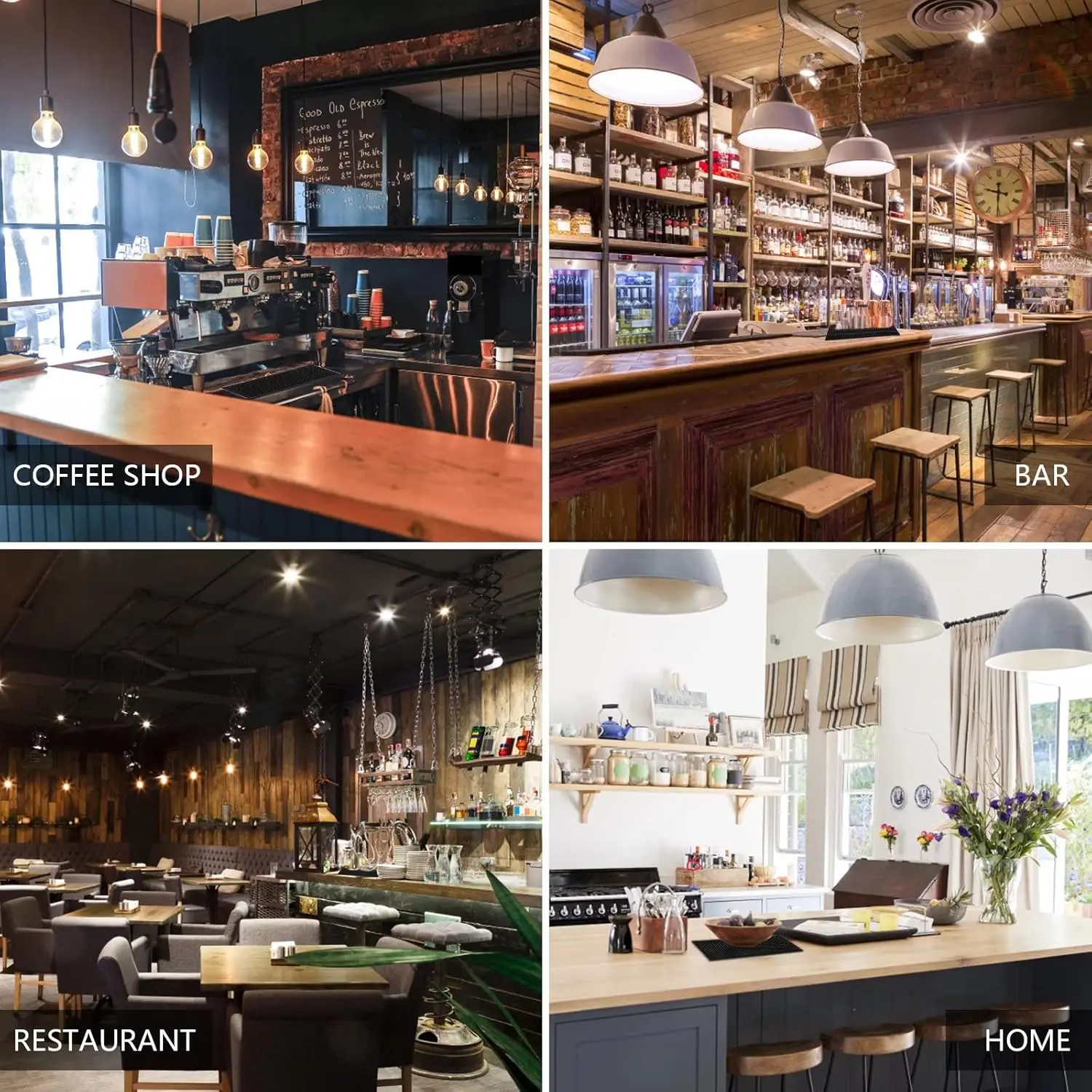 6"x12" Black Bar Mat –PVC Spill-Proof Countertop Protector–for Home Bar,Coffee Station,Cocktail Prep,Glasses Drying&Kitchen Use