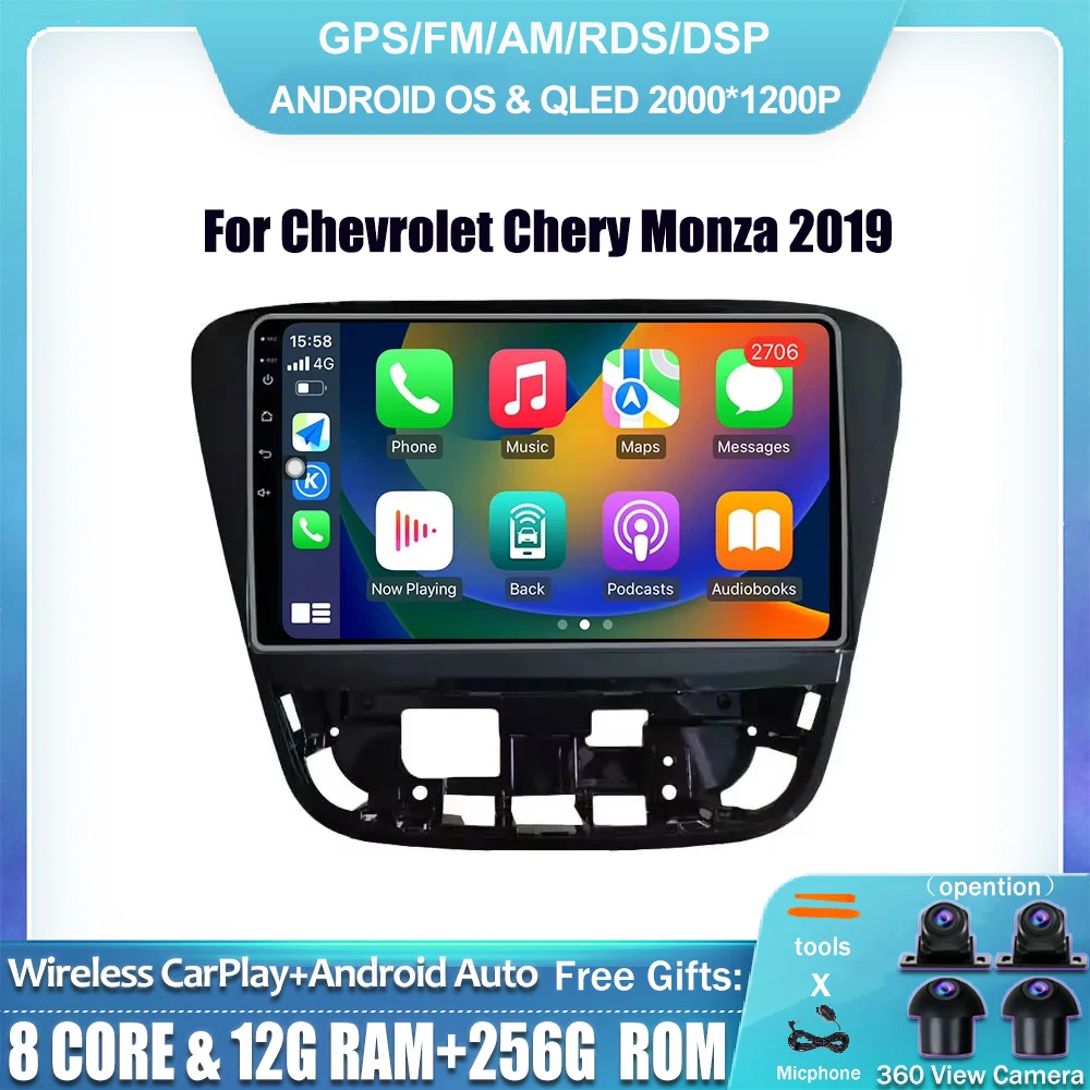 

Автомобильный стерео радио для Chevrolet Chery Monza 2019 Android 14 GPS-навигация Мультимедийный видеоплеер IPS 9 "Carplay WIFI BT RDS DSP