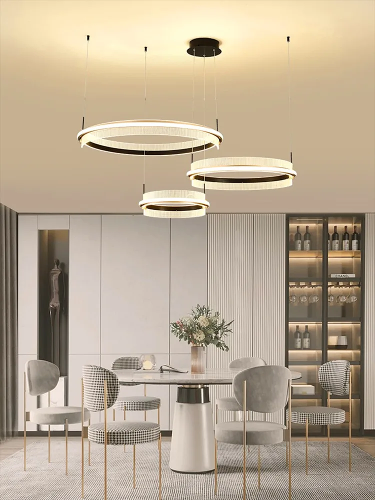 Modern led ring luxury living room chandelier home decoration above dining table bedroom three color light lighting