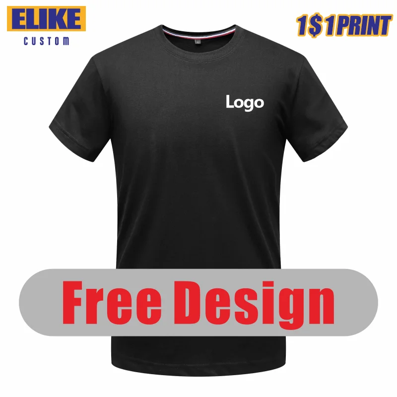 ELIKE-Camiseta de algodón para hombre y mujer, camiseta con estampado de logotipo personalizado, diseño Personal, bordado, marca de empresa, ropa de