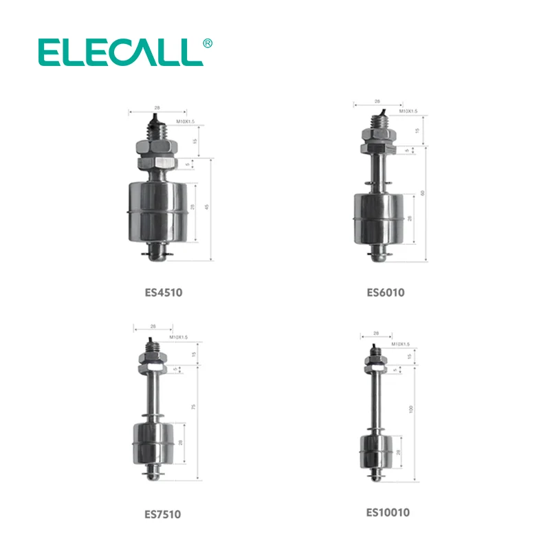 Sensor de Nível de Água ELECALL 220V Série ES para Bomba de Torre de Água, Controlador Automático NO/NC, Sensor de Fluxo em Aço Inoxidável