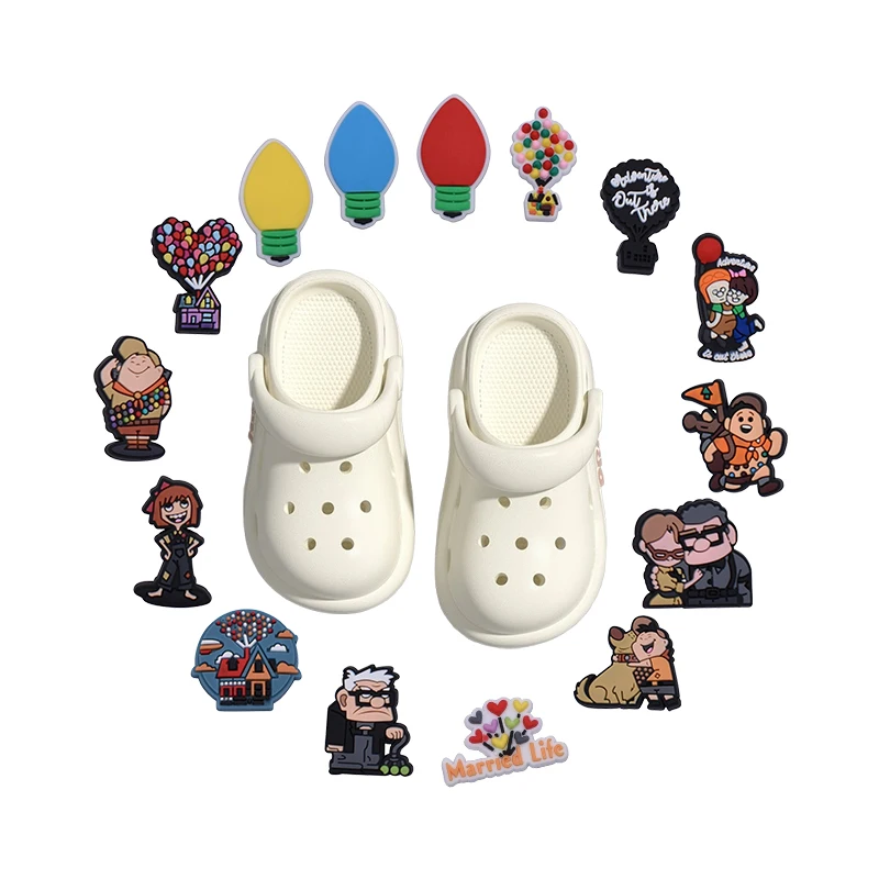 

15-100PCS Flying House Drifting Chronicles Shoe Charm Adventure PVC Decoration high-quality Detachable Waterproof For Party Gift