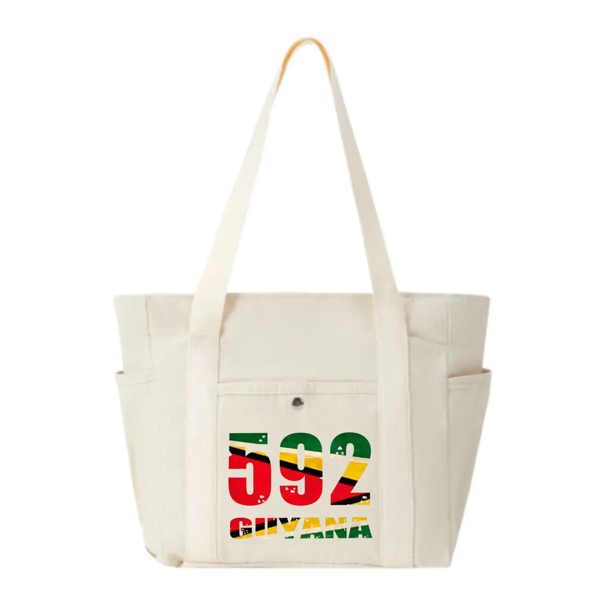 

592 Guyana Shouts Bold Pride Simple Canvas Shoulder Bag Women's Leisure Student Tote
