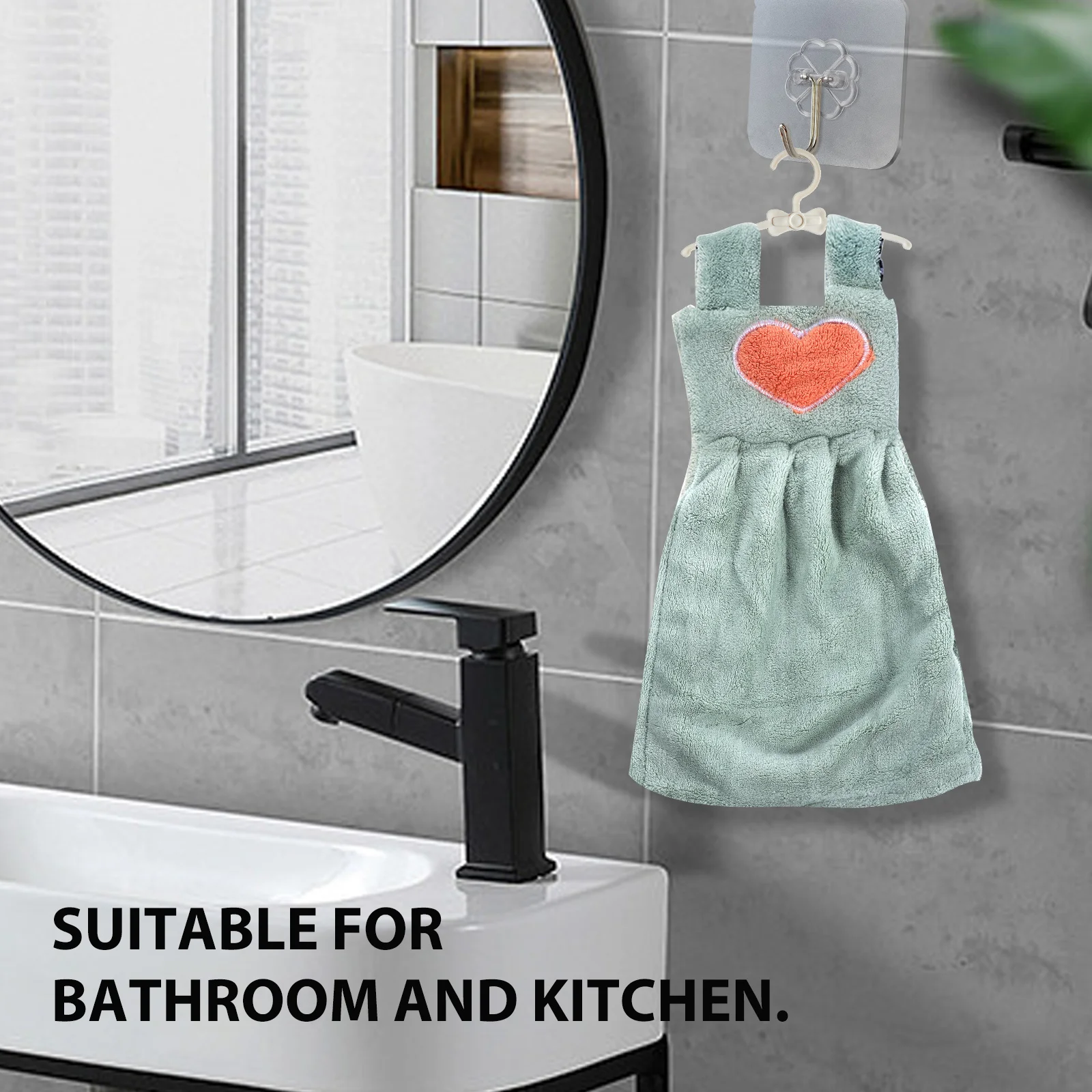 

1Pcs Coral Hand Towel Hanging Dress Shape Absorbent Thick Kitchen Bathroom Cartoon Handwashing Cloth for